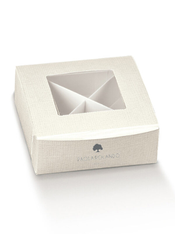 Box bianco con divisorio bianco 8x8x3 cm