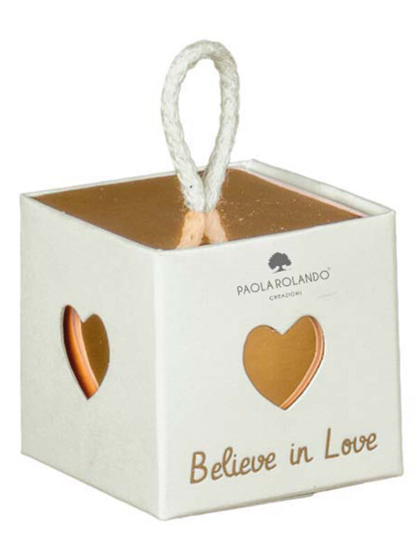 Box cubetto oro "Believe in Love" 5x5x5 cm