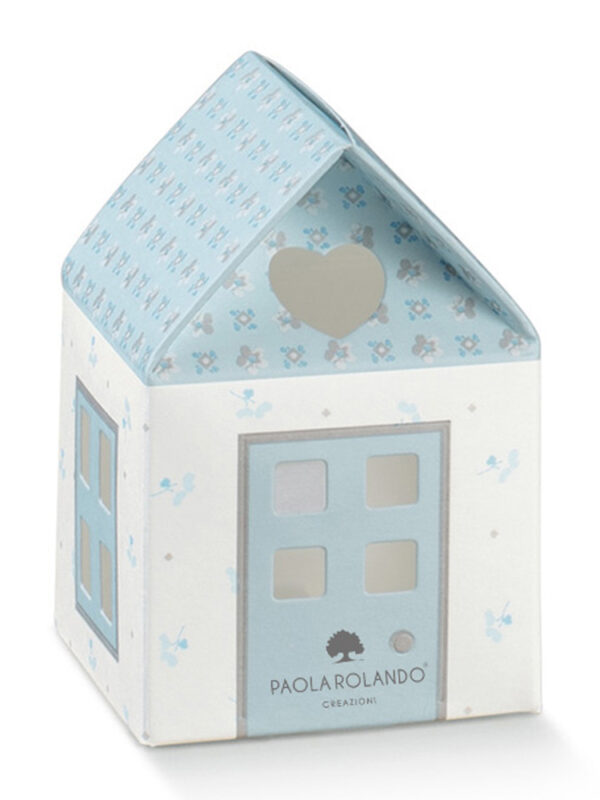 Box casetta azzurra "Boy" 5,5x5,5x8 cm