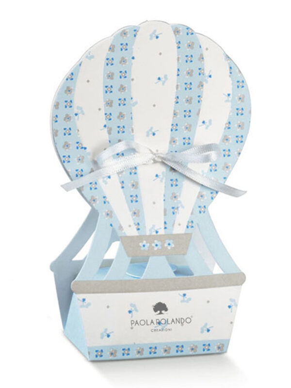 Box mongolfiera azzurra "Boy" 6x4x14,3 cm