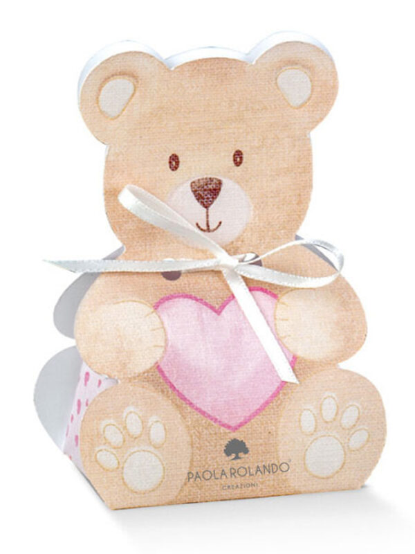 Box orsetto rosa "Girl" 6x4,5x11 cm