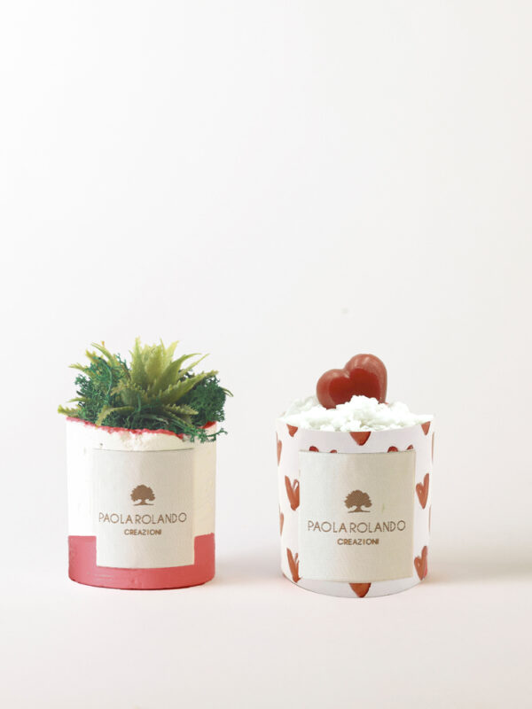 Kit pianta grassa in vasetto di cemento + candela con cuoricino "Love"